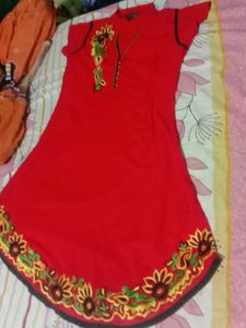 Red Colour New Umbrella Cut Frock,Kurti For Women
