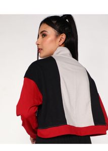 Colorblock Quarter Zip Cropped Sweatshirt