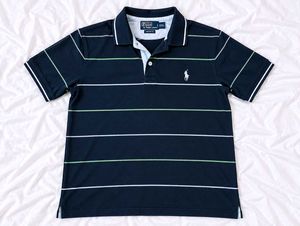 Vintage Navy Blue Striped Polo – Classic Ralph Lau