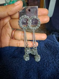 Oxidized Silver Jhumka Earrings