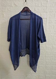 Women's Blue Open Front Cardigan