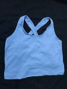 Blue Criss-Cross Back Tank Top