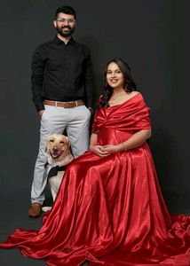 Elegant Red Maternity Gown