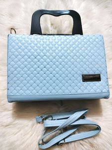 Quilted Blue Top Handle Bag