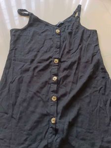 Black Button-Up Spaghetti Strap Dress
