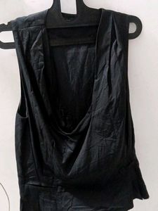 Sleek Black Sleeveless Draped Top