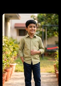Boys Casual Olive Green Shirt