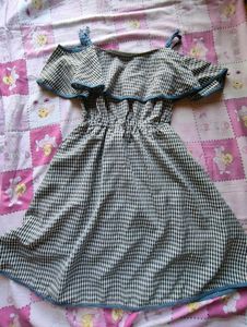 Chic Gingham Cold Shoulder Dress