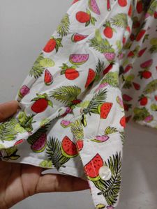 Cute Fruit Print Button-Up Shirt
