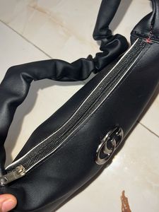 Black Hobo Bag with Silver Hardware