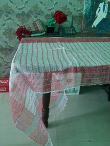 Red &amp; White Patterned Scarf