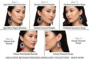 Bohemian Oxidized Silver Earrings Set Of 5