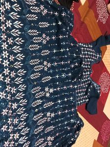Embellished Navy Blue plazzo with long nayara cut