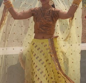 Yellow Lehenga With Stitched Blouse And Dupta