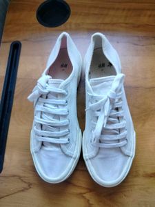 H&amp;M Womens White Platform Trainers