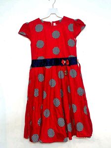 Red Girls Dress - Retro Type - Party Wear