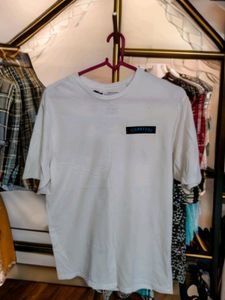 Topographic Print Men's Trendy White Tshirt