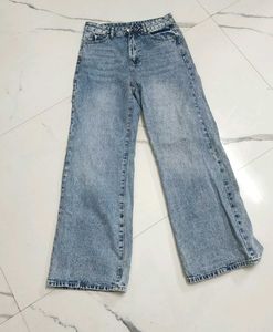 denim wide leg jeans (no delivery charges for u)