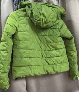 Lime Green Puffer Jacket with Hood