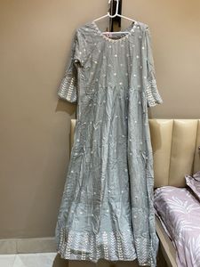 Grey Tiered Ethnic Traditional Gown