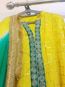 Yellow &amp; Green Kurta Set