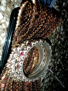 Elegant Gold and Maroon Bangles Set
