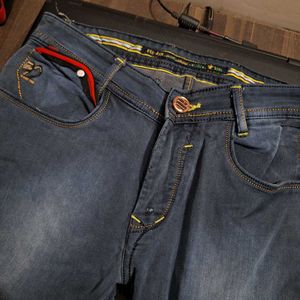 Men's Dark Blue Distressed Jeans – 34" Waist
