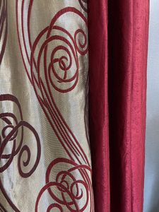Set Of 3 Curtains (2 Maroon Satin And 1 Silk)