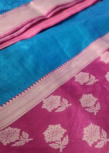 Blue &amp; Pink Silk Saree