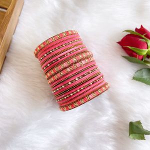 Pink &amp; Gold Bangle Set - 2.6