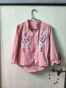 Pink Embroidered Short Kurti Top
