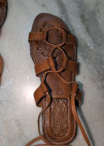 Leather Lace-Up Brown Gladiator Sandals