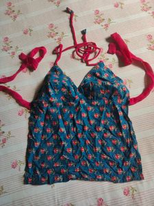 y2k desi top boho halter neck to
