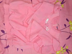 Women's Baby Pink Bell Sleeve Crop Top with Floral
