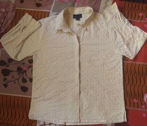 Classic Cream Textured 100 ℅ cotton Button-Down To