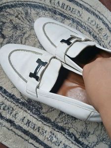 Authentic HERMES White Loafers