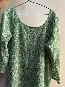 Green Chikankari Kurta