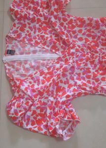 FREE Baniyan With Heart Print Ruched Mini Dress.