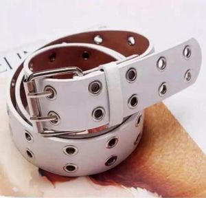 White Double Grommet Belt