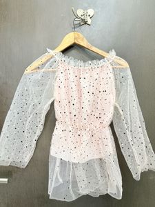 Sparkly Star Mesh Long Sleeve Top