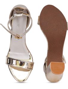 Elegant Gold Ankle Strap Heels
