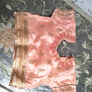 Exquisite Peach Floral Embroidered Lehenga