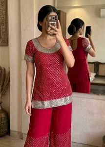 Embellished Palazzos Blood Red