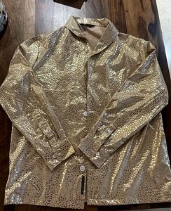 🕺New peice Gold Button-Down Shirt Metallic