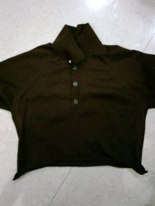 women's Dark Brown crop Shirt