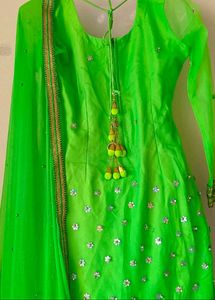 Vibrant Green Sharara Set with Embellishments