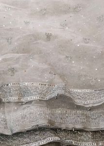 Elegant White Embellished Dupatta, fix rate
