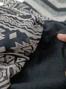 Layered Kurta/Dress - Black &amp; Beige w Pop Of Red