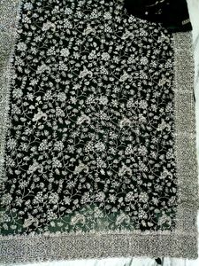 Elegant Green Zardosi stones work Saree