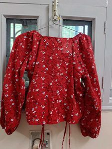 Red Floral Print Top